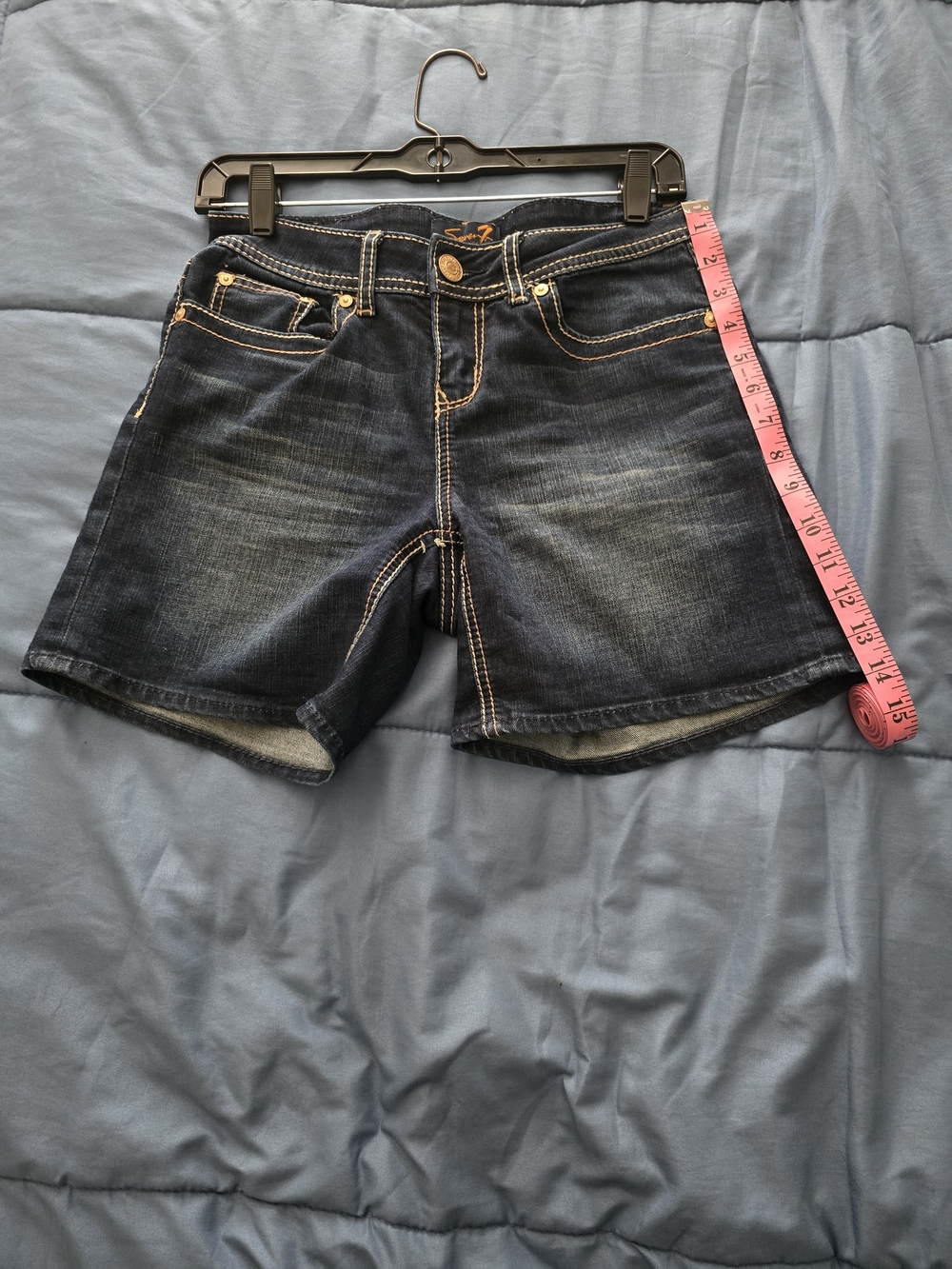 Seven7 Dark Indigo Denim Mid-Rise Jean Shorts